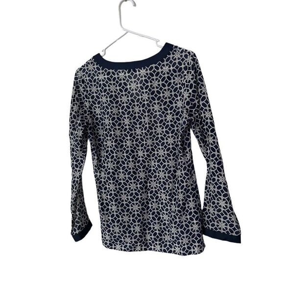 Vineyard Vines Silk Long Sleeve Split Neck Nautical Tunic Top Blue Size XS - Picture 7 of 10